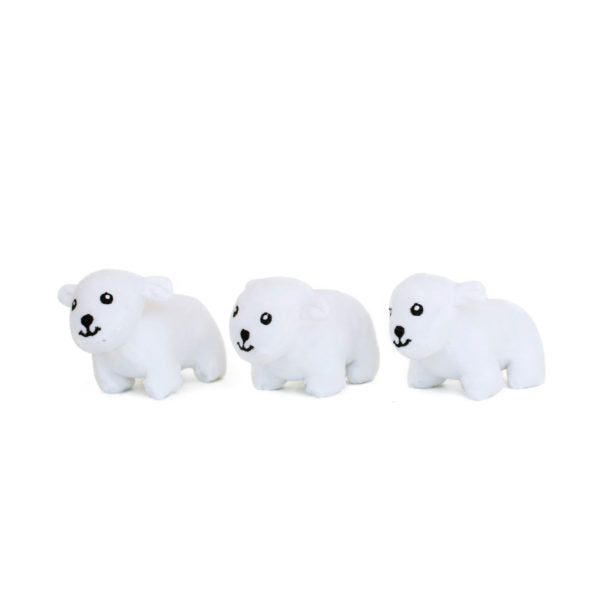 Zippy Paws Miniz 3-Pack Polar Bears plushy toys for puppies