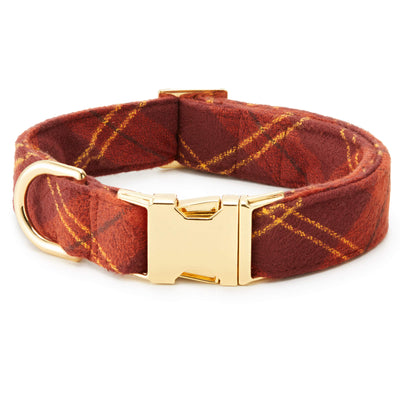 Cider plaid flannel dog collar