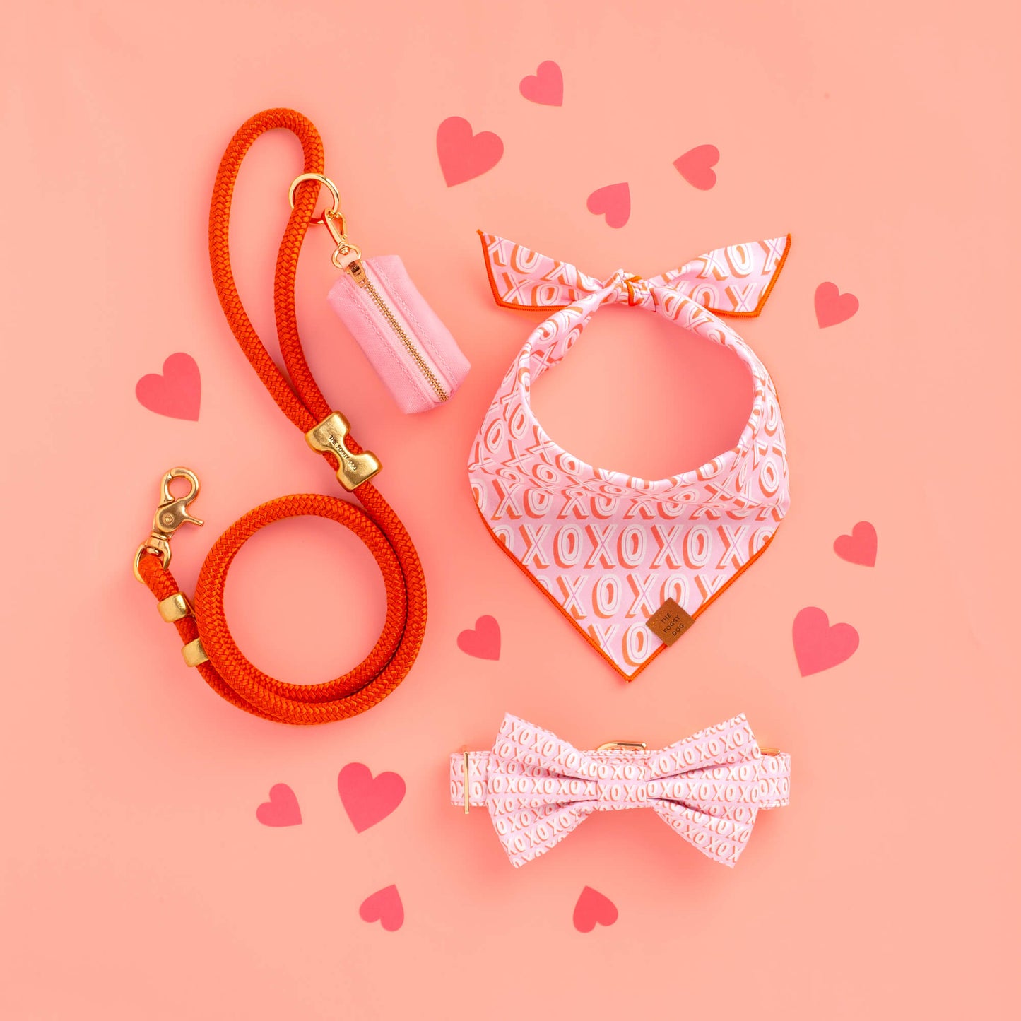 XOXO (Hugs and Kisses) Pastel pink dog collar