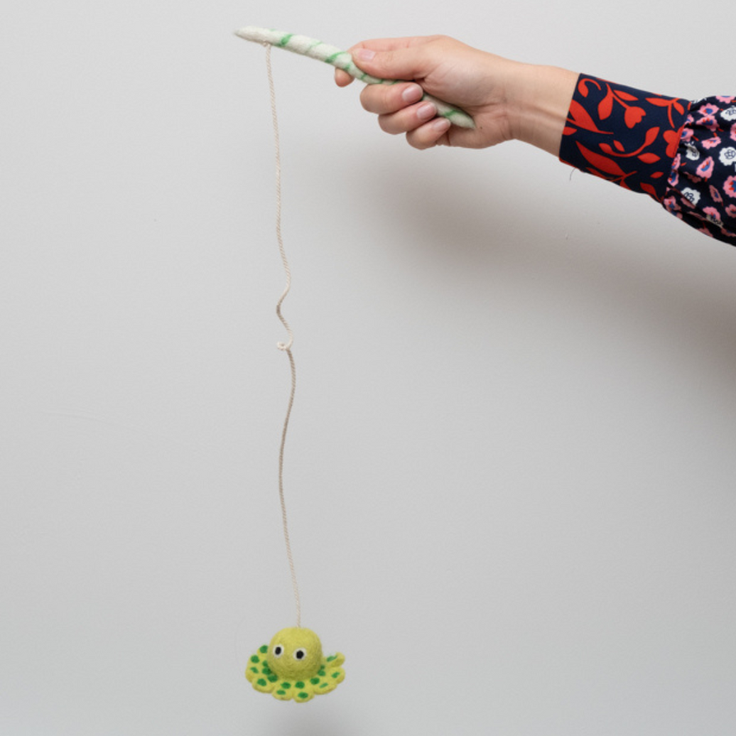 Olive octopus cat toy