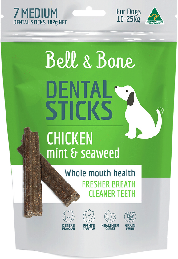 Chicken, mint and seaweed dental sticks