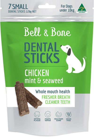 Chicken, mint and seaweed dental sticks